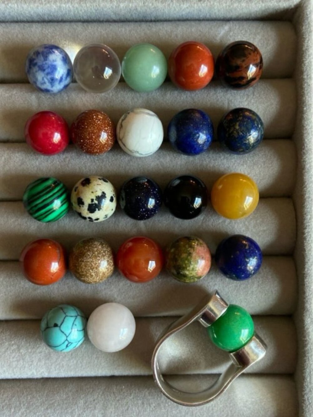 Silpada Sterling Silver Interchangeable Ring, Sz 7.5 + 23 balls